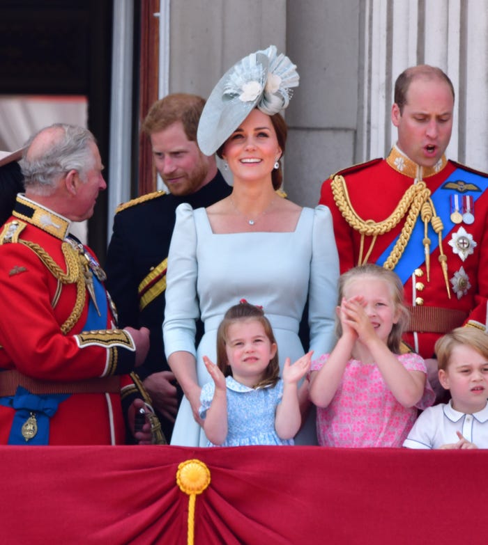The royal family at Trooping the Colour in 2018. James Devaney / Contributor / Getty Images