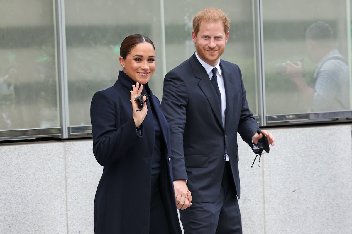 NEW YORK, NEW YORK - SEPTEMBER 23: Prince Harry, Duke of Sussex, and Meghan, Duchess of Sussex, visit One World Observatory on September 23, 2021 in New York City. (Photo by Taylor Hill/WireImage)